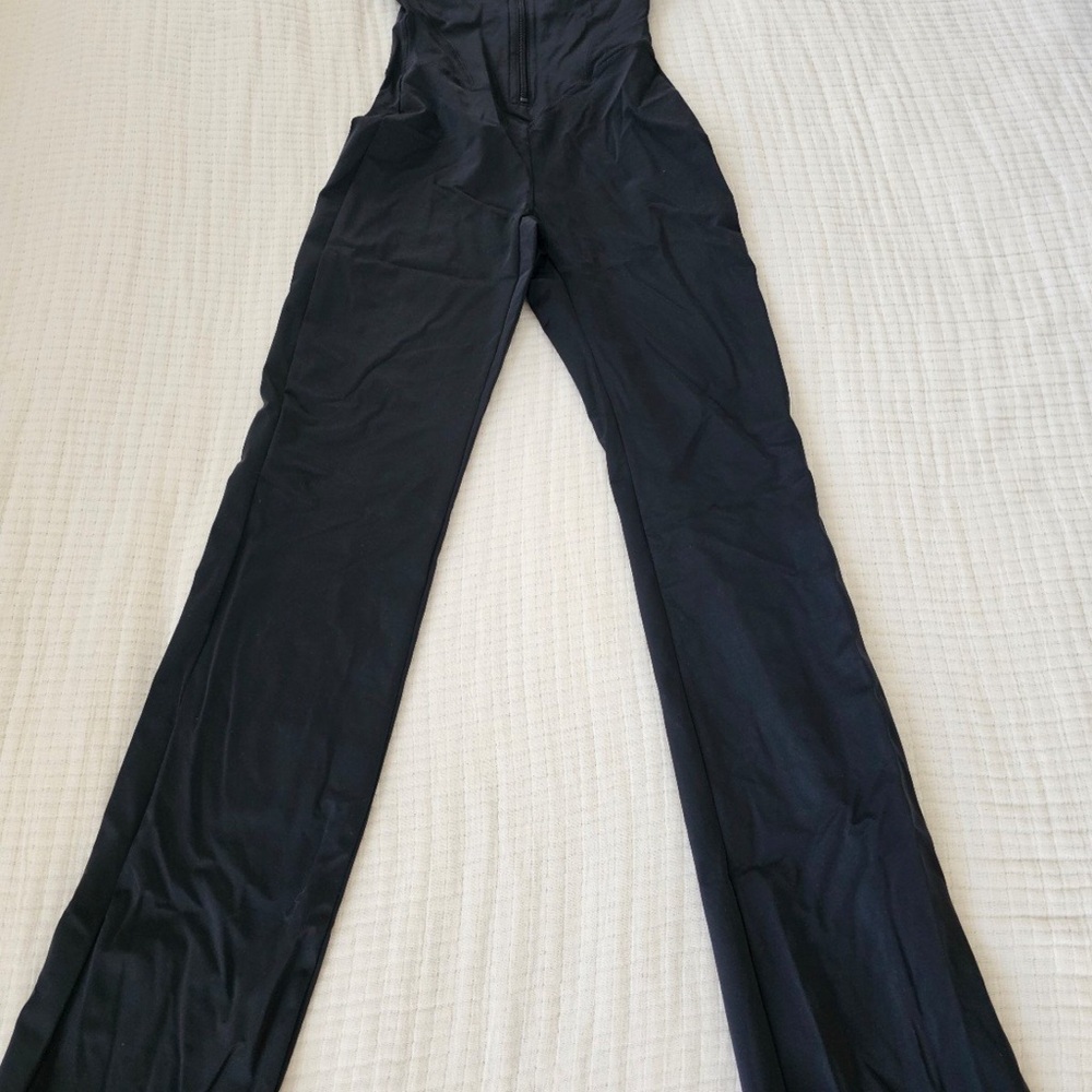 SKIMS Black Minimalist Jumpsuit with Flared Legs